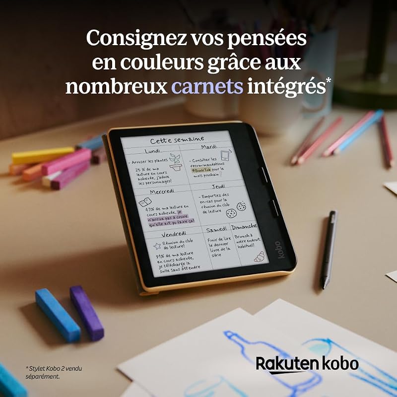 Libra Colour Black | Liseuse eBook Couleur | Écran Couleur E Ink Kaleido™ 3 sans Reflets de 7" | Option Mode Sombre | Étanche | Livres Audio | 32 Go de Stockage | Noir
