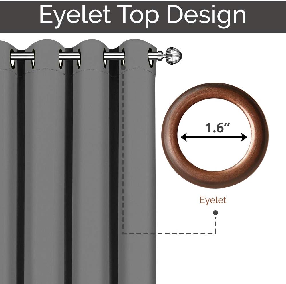 Utopia Bedding Blackout Curtains Grommet Thermal 2 Panels Drapes [Grey - Image 4