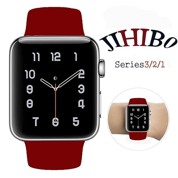 Jihibo Smart Watch Band 42mm, silicone watch band for Apple Watch 42mm Series 3/Series2/Series1/Sport/Edition. (wine red, 42mm S/M)