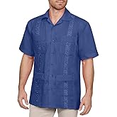 NE PEOPLE Men's Short Sleeve Cuban Guayabera Button Down Shirts Top S-4XL
