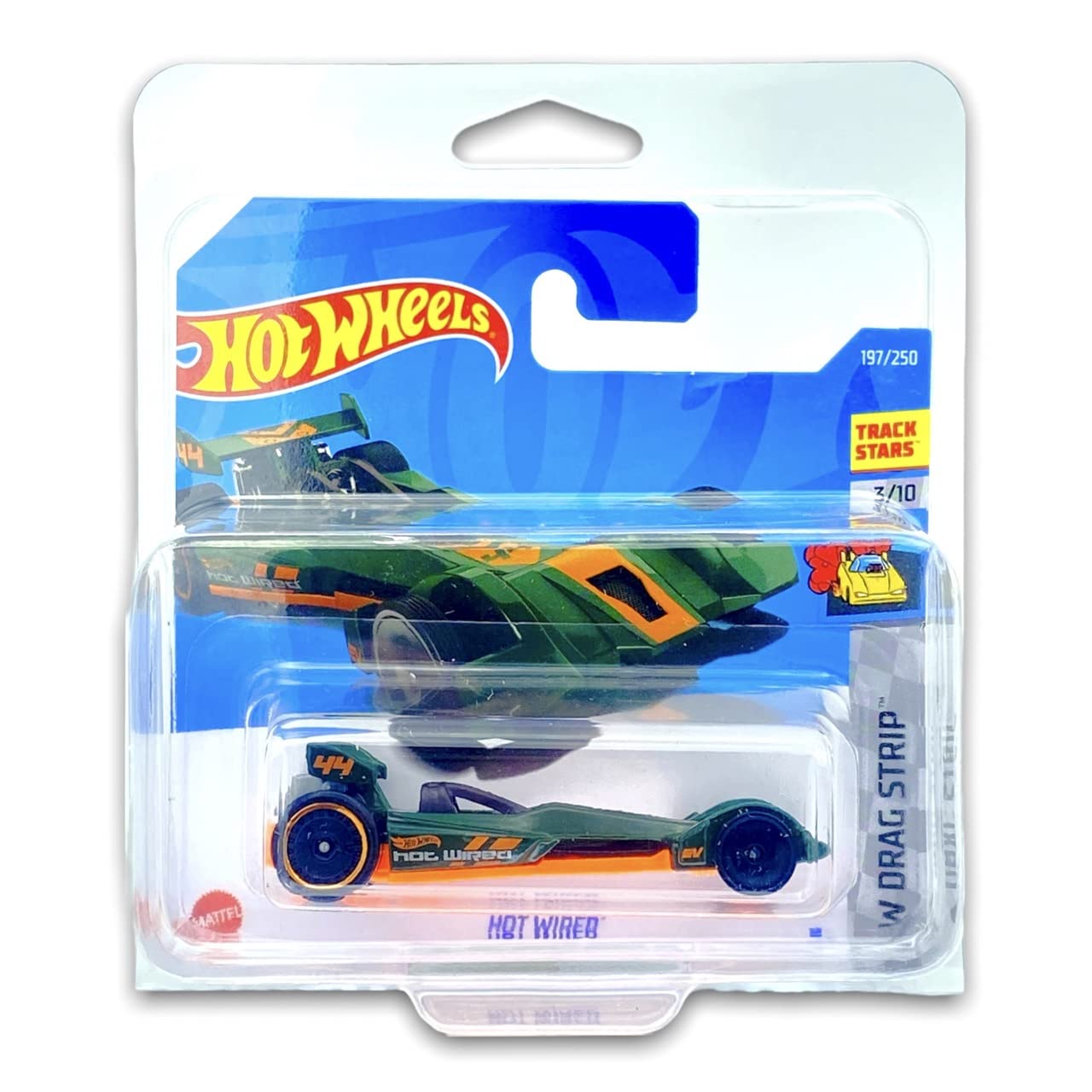 Hot Wheels Hot Wired (Green/Orange) 3/10 HW Drag Strip 2022-197/250 (Short Card) *** COMES IN A KLAS CAR KEEPER PROTECTIVE COLLECTORS CASE *** HCT44