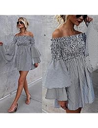 IEason Vestido de dama con hombros descubiertos, de manga larga