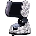 SUNCARACCL Bling Car Phone Holder, 360°Adjustable Universal Rhinestone Crystal Auto Phone Mount Stand Accessories for Windshield Dashboard and Air Outlet (White)