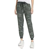 Splendid Women's Knit Trim Woven Boardwalk Jogger Pants (X-Small) Green Camo