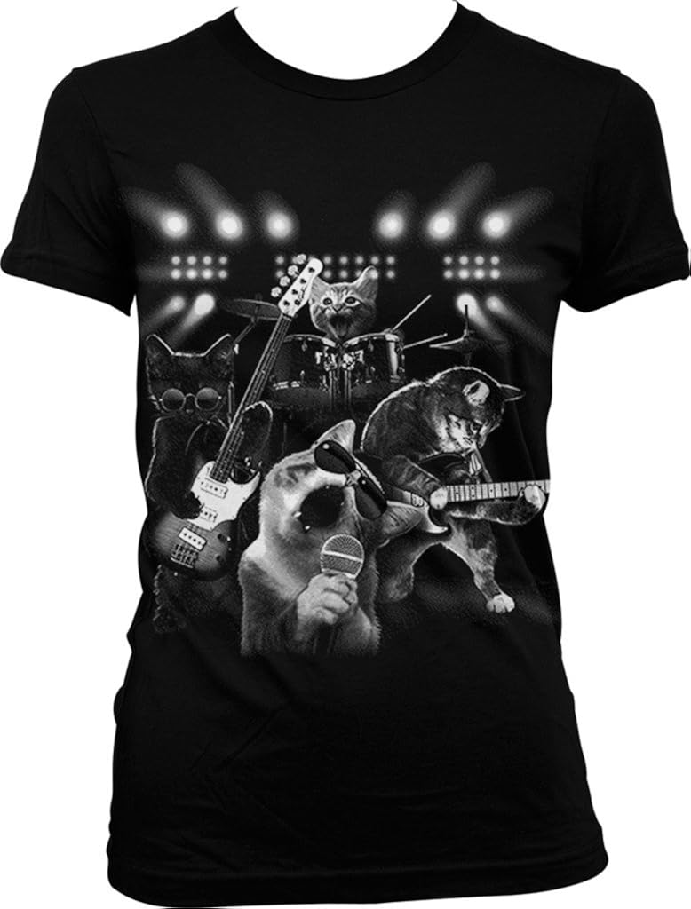 Cat Rock Band Cats Playing Guitar And Drums T Shirt 6452 Jznovelty
