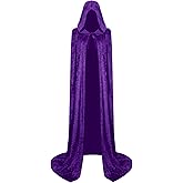 Fimyyao Hooded Cloak Velvet Cape with Hood Halloween Capes for Women Witch Costume Vampire Cloak Wizard Robe Cosplay