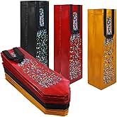 huichuan 24 pack Multicolor Wine Bottle Gift Bags Bulk with Artistic Bottle Pattern Design, Reusable Holiday Wine Bag for Christmas, Holiday, Wedding, Party -13.6x3.5x3.9 Inches