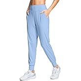 SANTINY Women's Joggers Pants with Pockets Lightweight High Waisted Athletic Gym Workout Pants for Women Yoga Travel (Light Blue_XL)