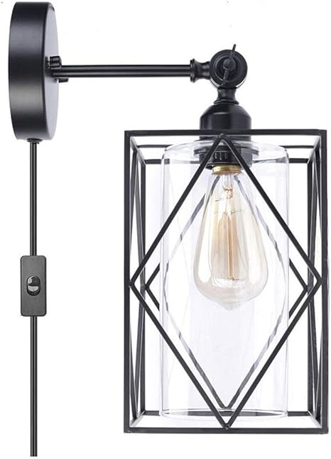 HaoLi Industrielle Vintage Wandleuchte, Black Metal Cage Wandleuchte