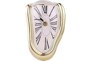 KAQISIMILA Melting Clock-Salvador Dali Watch Melted Clock, Surface Design Drippy Clock,Weird Funky Eclectic Unique Melted Clock Decor, Suitable for Living Room, Bedroom, Office（Gold