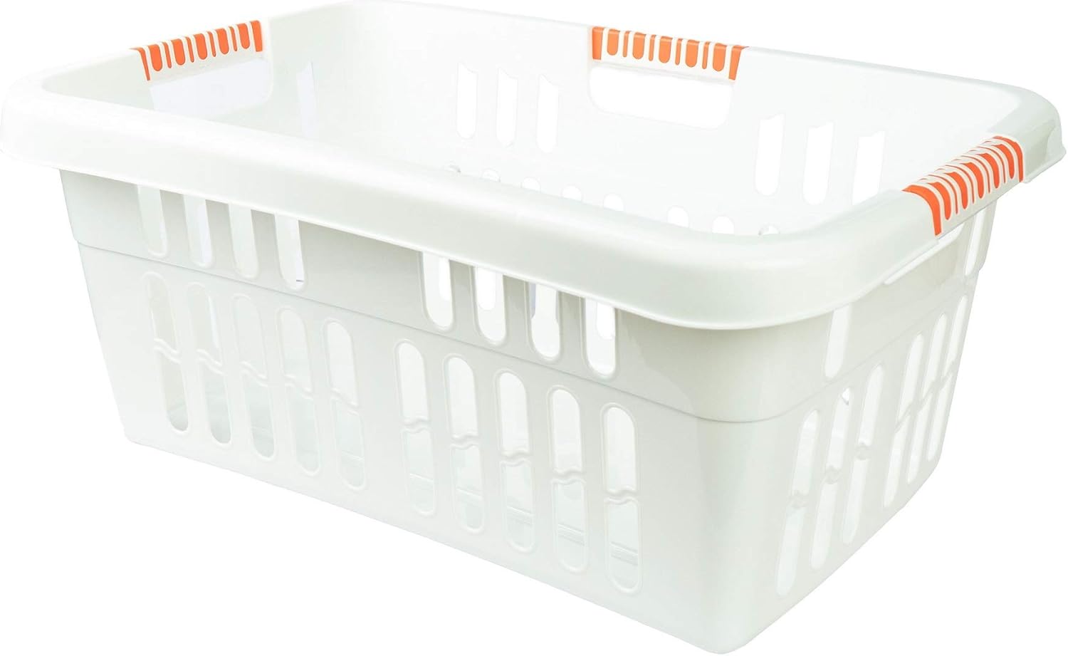 Profi Wäschekorb aus Plastik weiß mit 3 ergonomischen Griffen 60 x 40 x