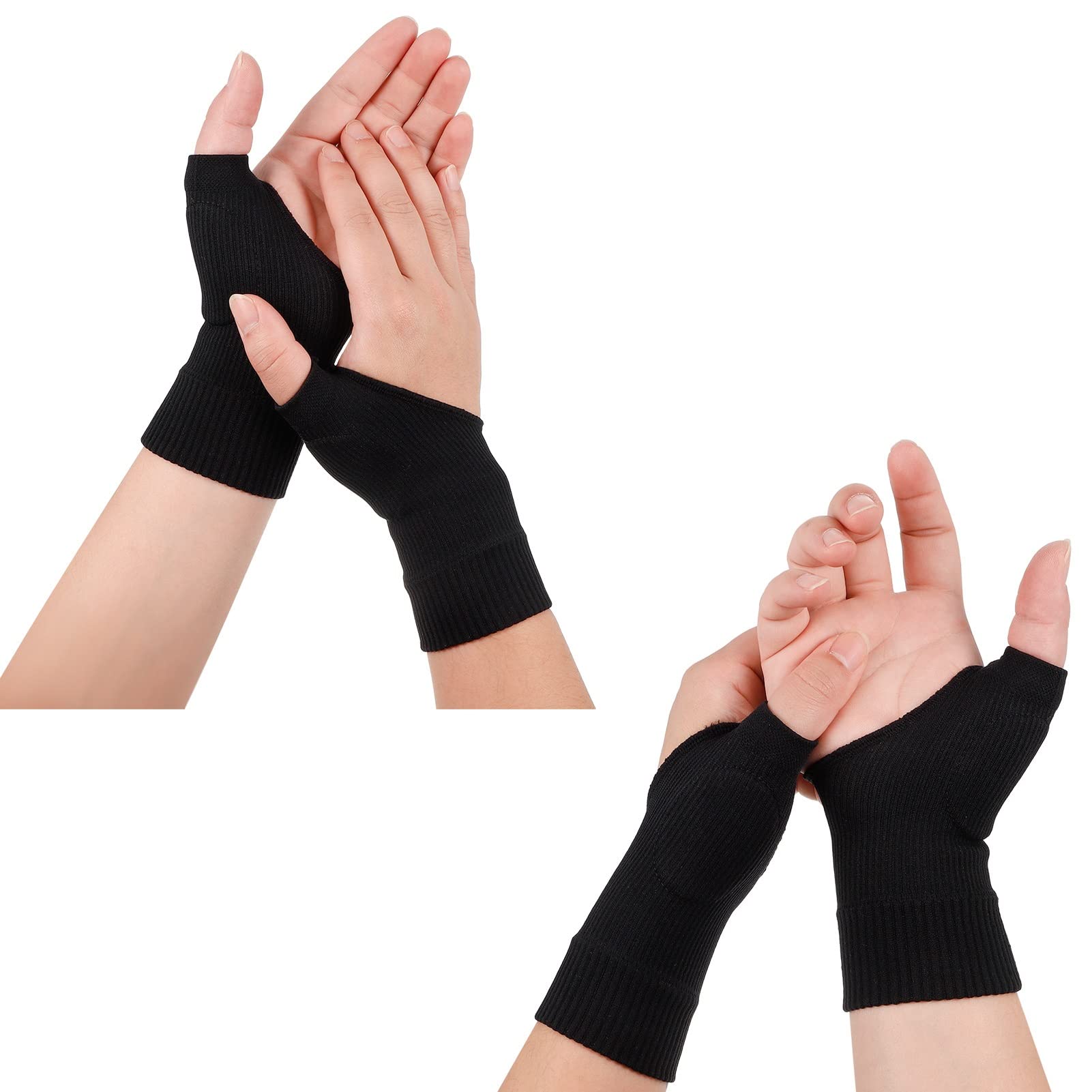 Dacitiery 2 Pairs Gel Hand Wrist Support Brace Thumb Injury Pads,Wrist and Thumb Support for Arthritis, Joint Pain, Compression Gloves for Sports Daily Wear Pain Relief Tendonitis(Black)