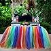 Aytai TUTU Table Skirt Tulle Tableware Queen Wonderland Handmade Table Cloth Skirting Romantic for Wedding Christmas Party Baby Shower Birthday Cake Table Girl Princess Decor Rainbow colo