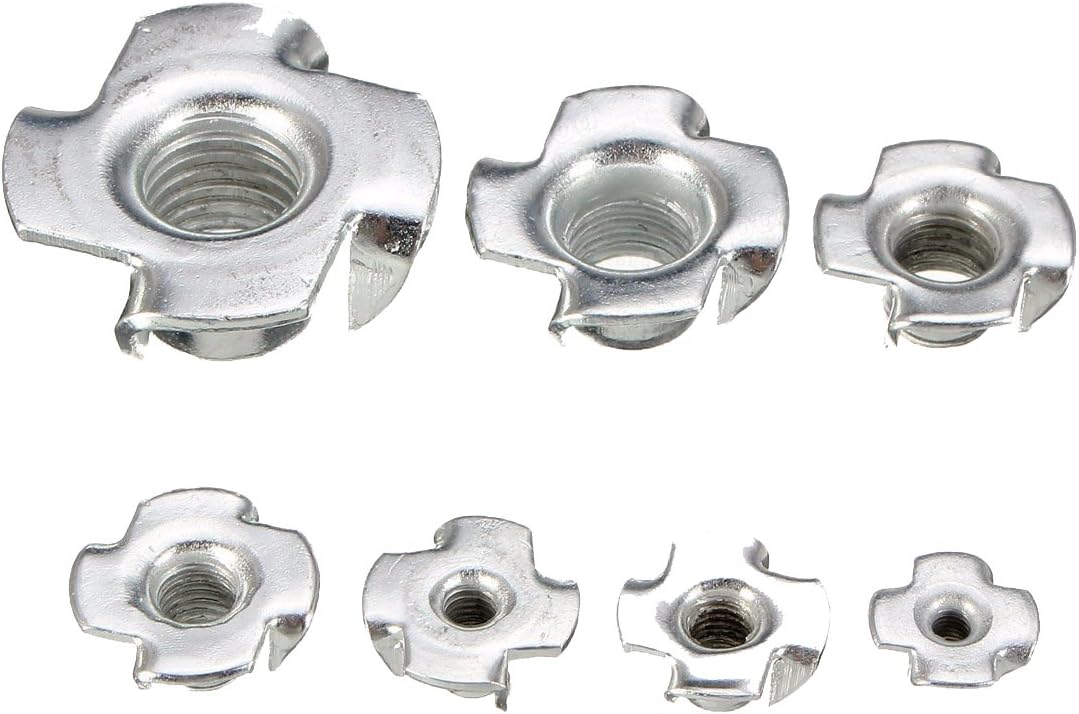 VEDA 50 Pecs M4 x 6mm Tee T Nut Steel Zinc Plated Knock In 4 Pronged Wood PW0406