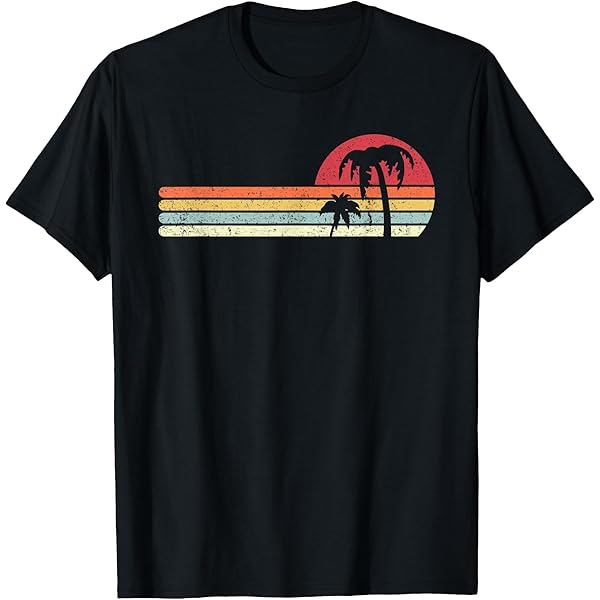 Amazon.com: Retro Vintage sunset coco palm tree shirts