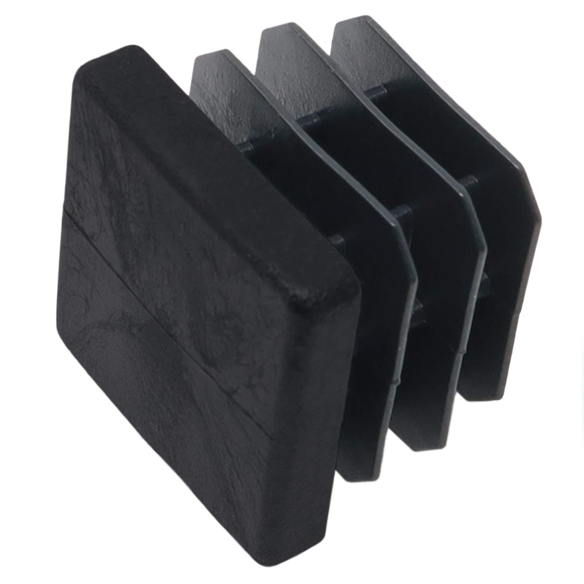 Adsamm® / 32 x Furniture glides for tubes | 0.98x0.98 '' (25x25 mm) | black | square | quality ripped inserts for tubular steel chairs