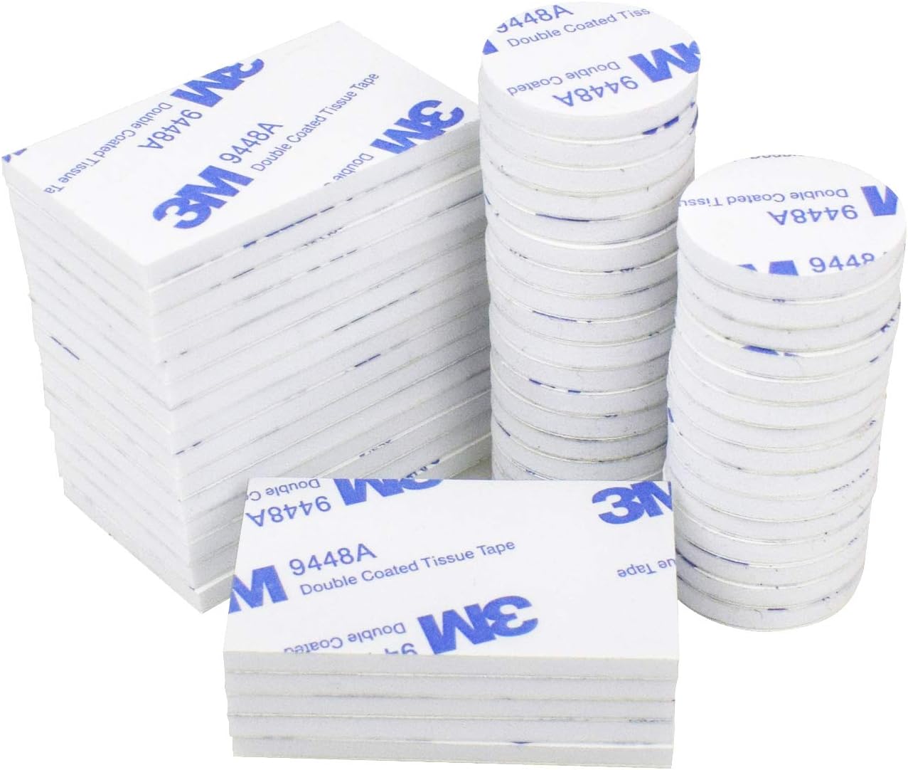 Double Sided Foam Pads, 50 Pcs Double Adhesive Foam Pads Strong Mounting Tape, White Round and Rectangle