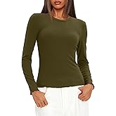 Darong Women Long Sleeve Shirts Slim Fit Tops Basic Tee 2026 Cute Lettuce Trim Undershirt Going Out Layer Clothes