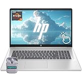 HP Touch Screen Laptop, 17.3" HD+ LED Touchscreen Laptop Computer, Windows 11 Laptop 32GB RAM 1TB SSD, AMD Ryzen 5 7430U Processor, Copilot AI, SageNova Earphones, Silver