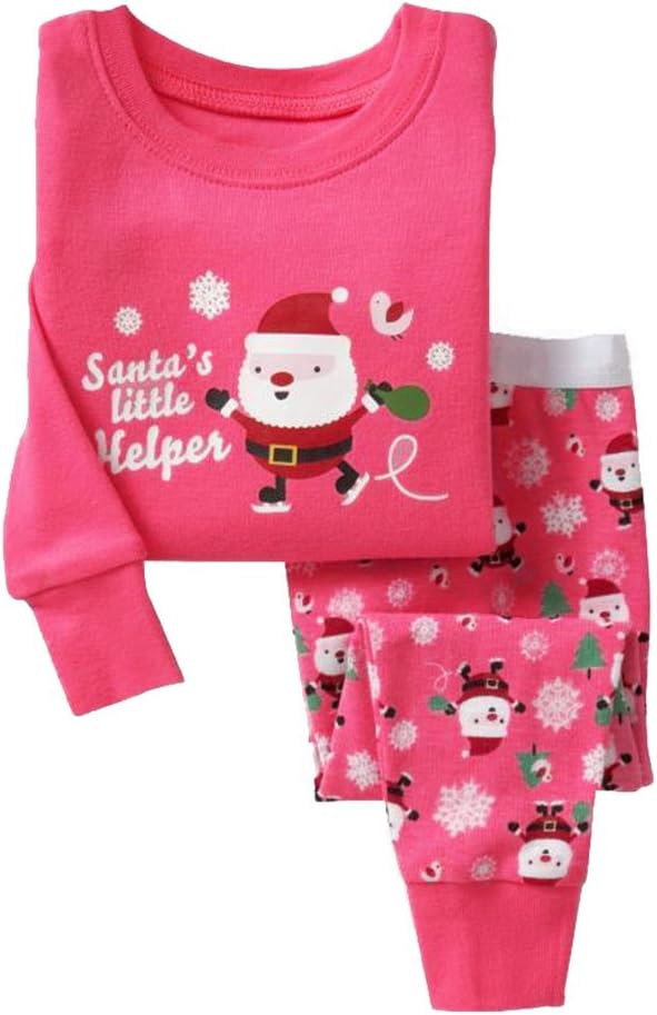 Boys Santa Christmas Pajamas Kids Cotton Clothes Pjs Toddler Sleepwear Pants Set