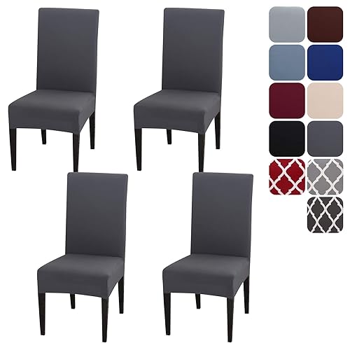 Aisprts Dining Room Chair Covers Slipcovers Set of 4, Stretch Removable Washable Dining Chair Protector Decoration Cover Seat Slipcover for Hotel, Ceremony, Banquet, Kitchen, Restaurant, Home