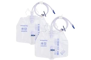 DOKIBI 2 Pack Urinary Drainage Bag with Anti-Reflux Chamber, 4000ml Large Capacity, 48" Drainage Tube, Professional Urine Bags with Clips and Hanging Hook, Catheter Bags for Men
