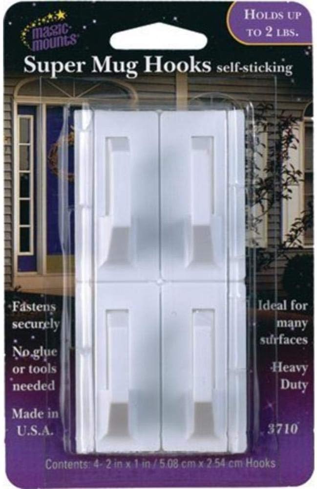 MAGIC MOUNTS3710 Super Mug Hook 4/PK WHT