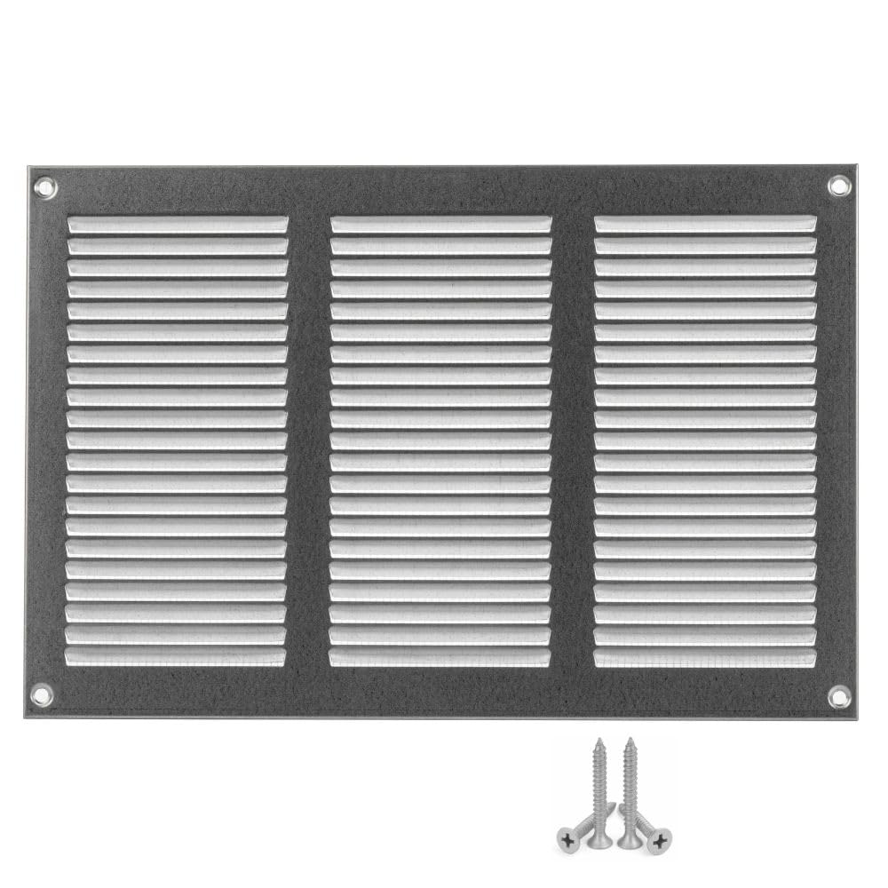 LIRAST 300x200mm Vent Cover Galvanised Steel - 12x8 inch Wall Vent Cover with Insect Mesh - Ceiling Soffit Vents - External Vent Cover - Metal Ventilation Grilles - Air Vent Covers for Walls