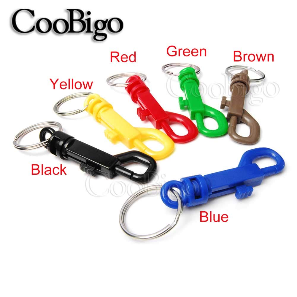 25 Pack Plastic Snap Hooks Rotary Cord Hole 6.5mm With Split KeyChain O-Ring 30mm Dia. For Backpack Outdoor Camping Kits#FLC018-AO (Colorful)