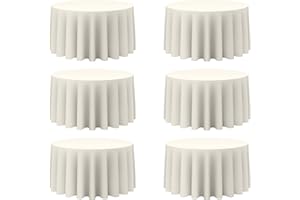 BRILLMAX 6 Pack Ivory Round Tablecloths 120 Inch - Circle Bulk Linen Polyester Fabric Washable Table Clothes Cover for Wedding Reception Banquet Birthday Party Buffet Restaurant