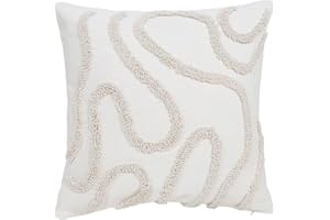 Lonfgrc Decorationative Bohemians Pillow Covers Cotton Linens Fabric with Tufted Embroidery and Hiddens Zippers for Sofa Bedr