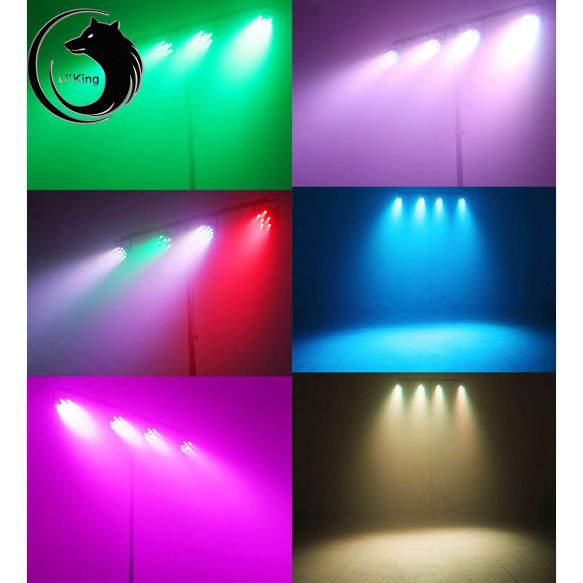 U \'King luz de escena par Proyector DMX 512 18 W LED RGBW Control Sonido Música para fiesta tarde Disco DJ Club boda