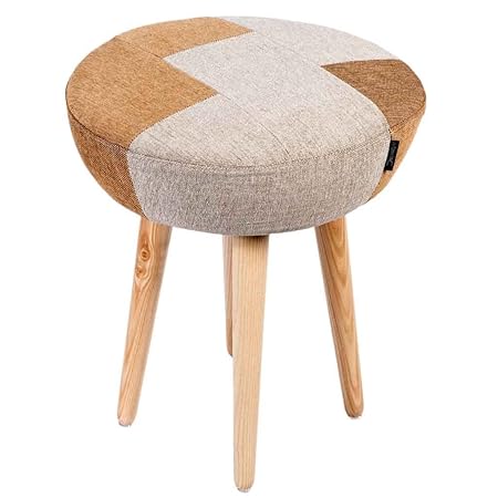 Decostyle PU Foam Tetra Stool with Solid Wood Legs for Living Room/Bed Room