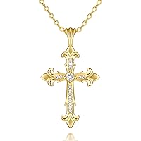 Amazon.com: Chantel Yorke 14K Gold Cross Necklace for Womens