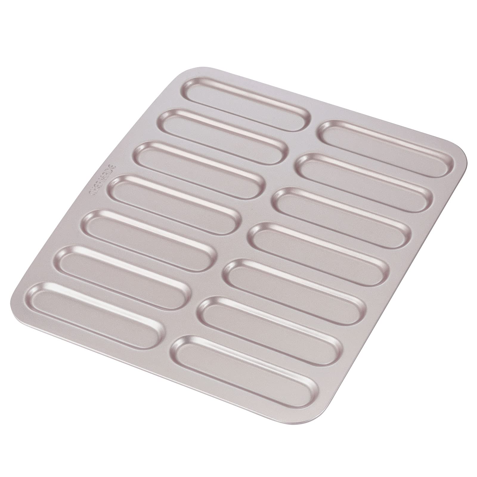 CHEFMADE Eclair Cake Pan, 14-Cavity Non-Stick Mini Eclair Cookie Biscuits Bakeware for Oven Baking (Champagne Gold)