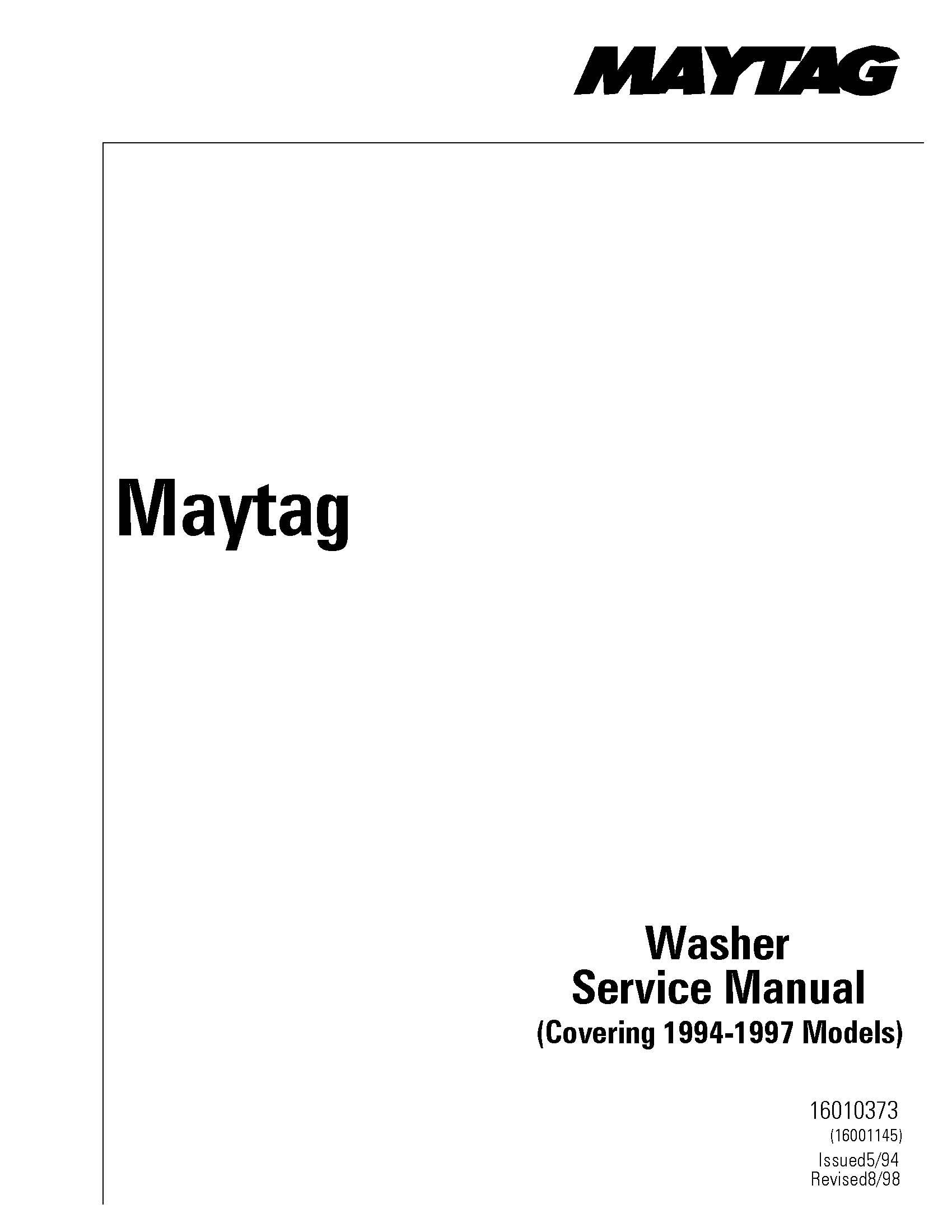 Maytag LAT8826AAE and more service manual Paperback – 2000