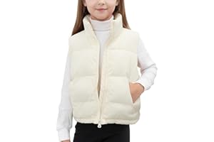 Noomelfish Girls Puffer Vest Kids Winter Warm Quilted Padded Outerwear Sleeveless Jacket Coat (5-12 Years)