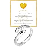 ACJNA Adjustable Just Breathe Rings for Women 925 sterling sliver Inspirational Jewelry Gifts for Teens