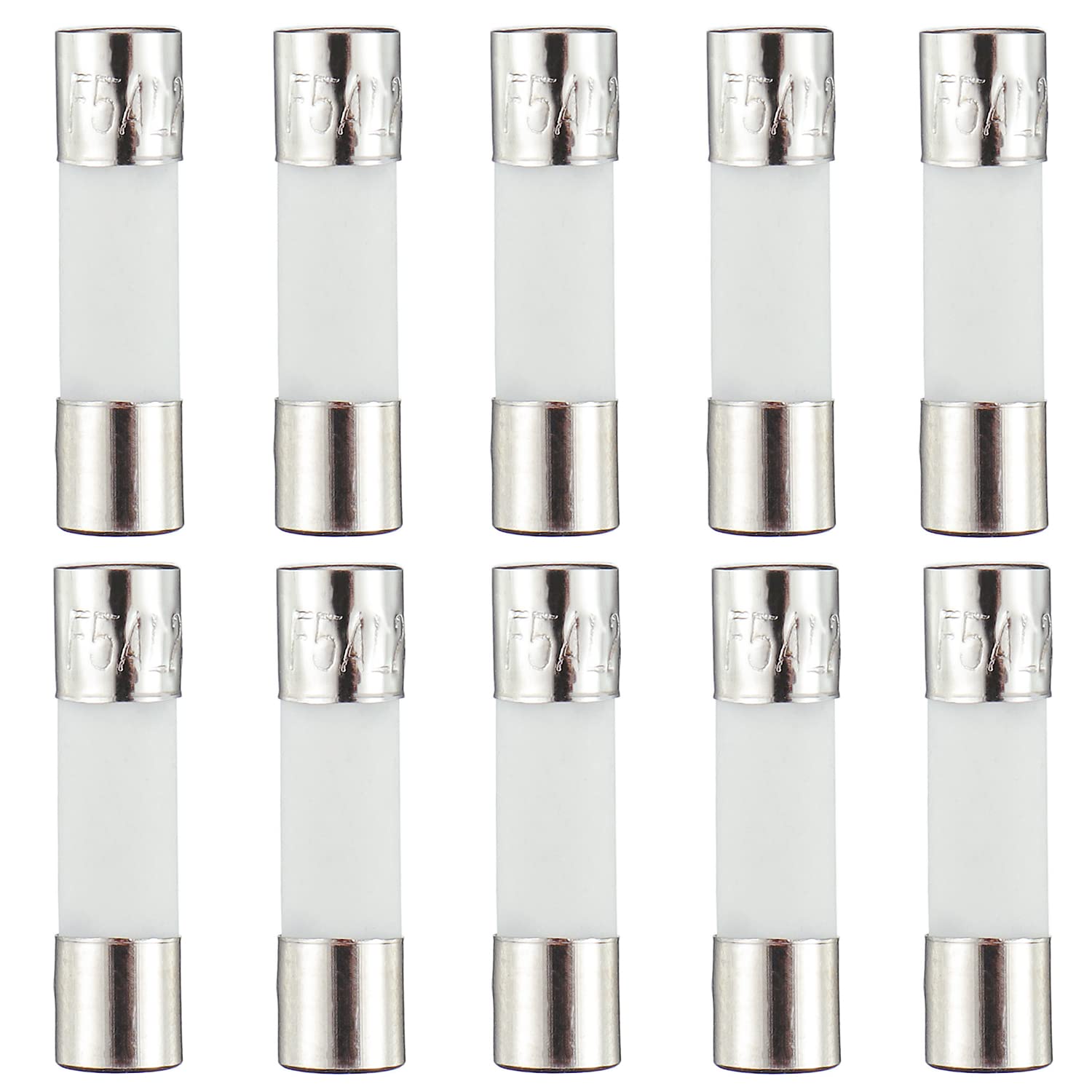 HUAREW F5AL250V 10 Pcs 5 x 20 mm 0.2x0.78 inch Fast Blow Ceramic Tube Fuses 5A 250V