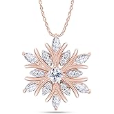 Jewel Zone US White Cubic Zirconia Snowflake Pendant Necklace in 14k Gold Over Sterling Silver