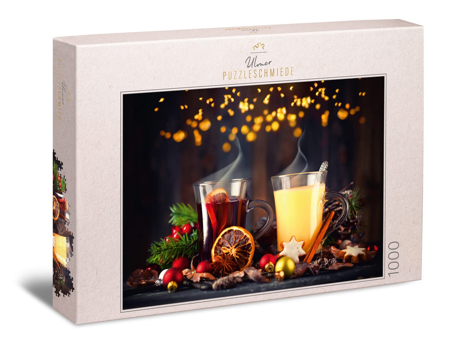 Ulmer Puzzleschmiede - Puzzle "Christmas Magic" - Atmospheric 1000 Pieces Christmas Puzzle with the Sweet Fragrance of Tea & Punch in Colourful Decoration - A Modern Puzzle for Christmas & Advent