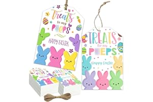 HAKOTI 50PCS Easter Party Tags - Easter Party Decoration Spring Easter Color Bunny Egg Gift Tags Festival Hanging Tags for Easter Holiday Party Supplies
