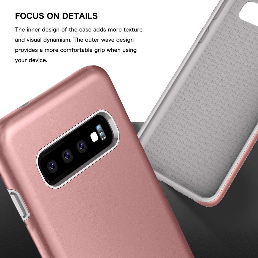 Galaxy S10 Case, Androgate [Pearl Series] Hybrid Matte Protective Back Cover Bumper Case for Samsung Galaxy S10, Pink Gold