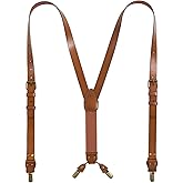 UPSONG Leather Suspenders for Men Adjustable Braces with 4 Strong Clips Perfect For Both Casual&Formal