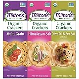 Milton’s Organic Crackers Three Flavor Variety Bundle: Original Multi-Grain, Olive Oil & Sea Salt, and Himalyan Salt. Non-GMO