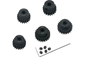 YijiaLink 5-Pack Steel 48P Pinion Gear Sets 19T 20T 21T 22T 23T with Screws for 3.175mm (1/8-Inch) Shaft 1/10 RC Car Brushless Brush Motor