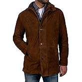 Hide & Seek Men’s Robert Western trench Taylor Officer Mountain Sheriff Long County Suede Leather Mysteries Trench Coat