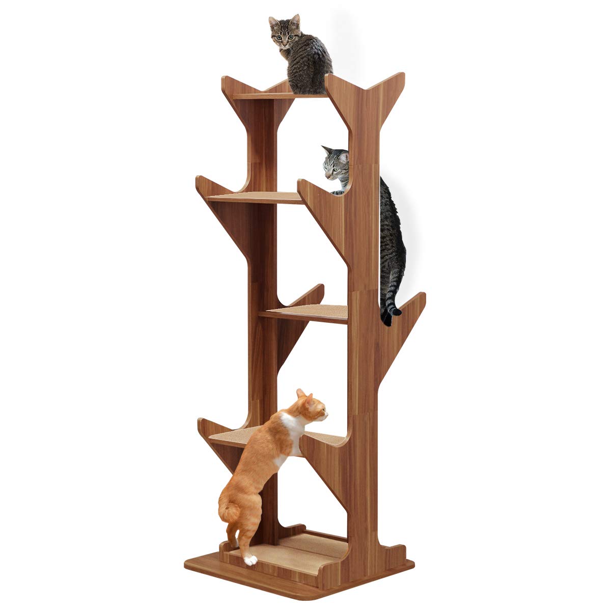 省スペース 遊び場 遊具 運動不足解消 小部屋 植木鉢型 ダークブラウン 高さ165cm 窓付き板セット 据え置き キャットツリー Ottostyle Jp インテリア 本体 ぴったりすべり止めマット4枚セット ウォールナット 本体 ぴったりすべり止めマット4枚セット
