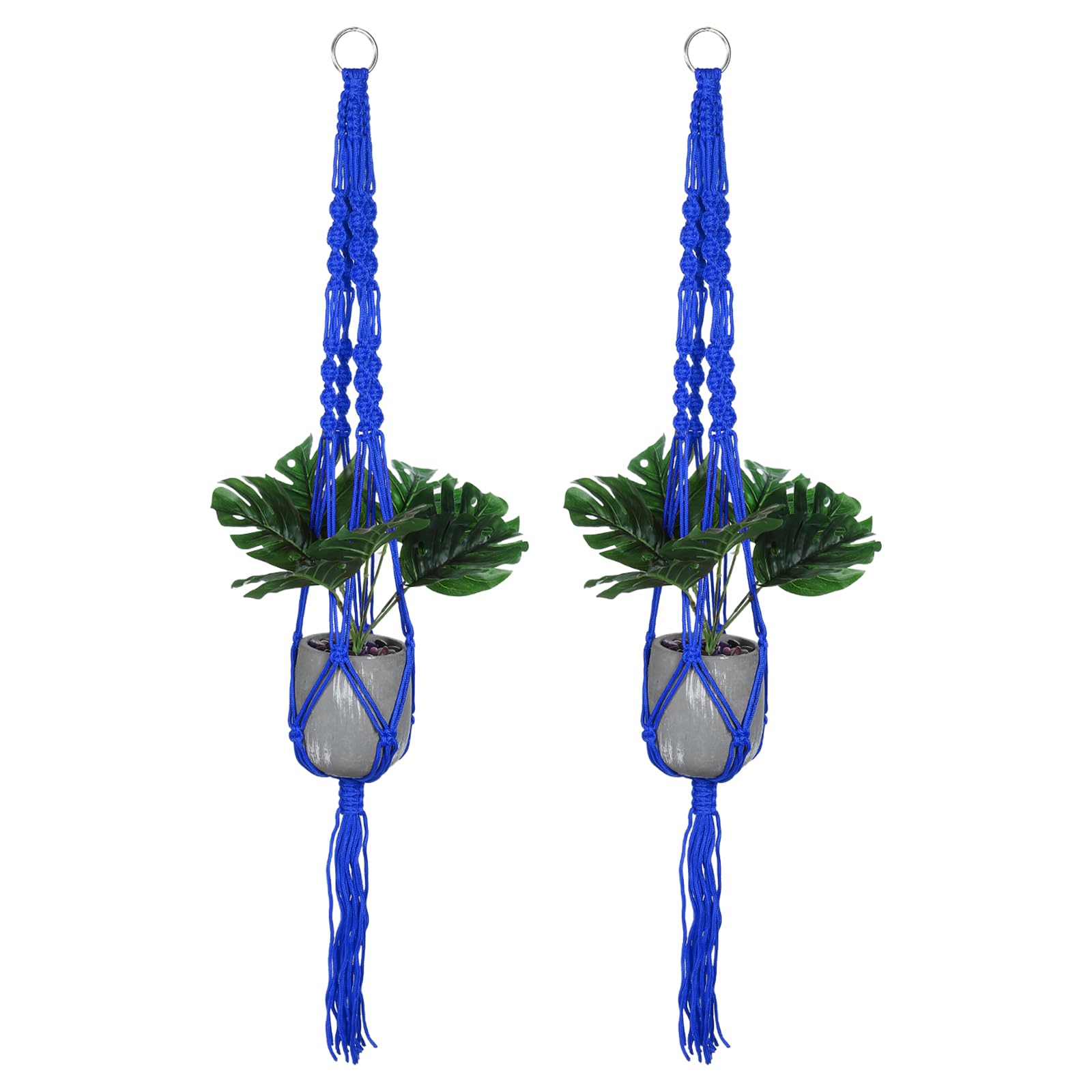 PATIKIL Macrame Plant Hangers Indoors, 2 Pack Hanging Plant Shelf Planter Basket Nylon Rope for Home Decor Hanging Wall Ceiling Window, Blue