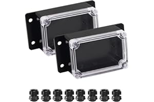 Raculety Junction Box IP65 Waterproof ABS Plastic Electrical Project Case Power Junction Boxes, Clear Cover Project Box with Fixed Ear 3.94x2.68x1.97 inch(100x 68 x50 mm)